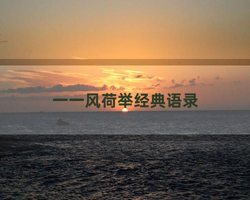 一一风荷举经典语录