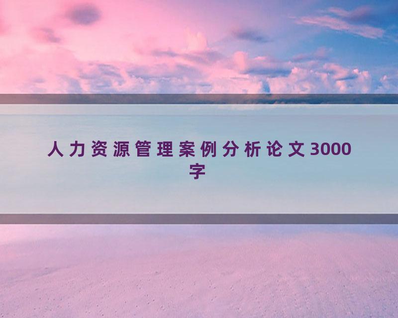 人力资源管理案例分析论文3000字