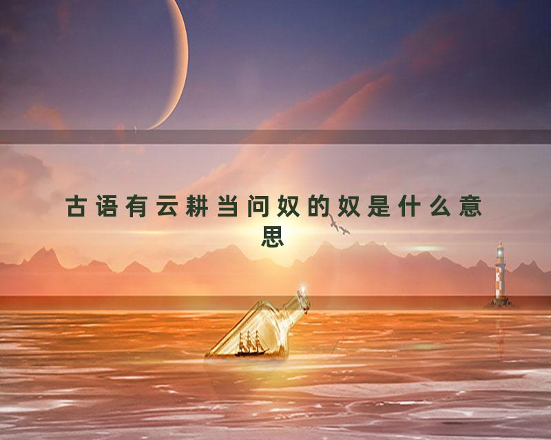 古语有云耕当问奴的奴是什么意思