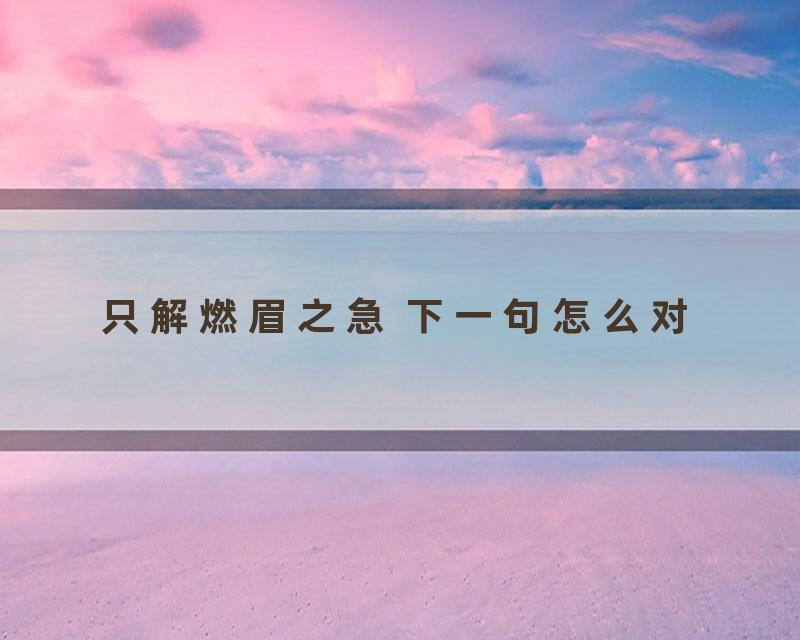只解燃眉之急 下一句怎么对
