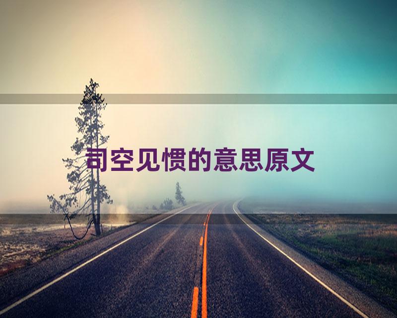 司空见惯的意思原文
