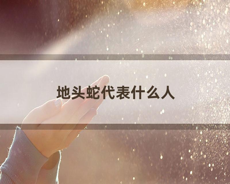 地头蛇代表什么人