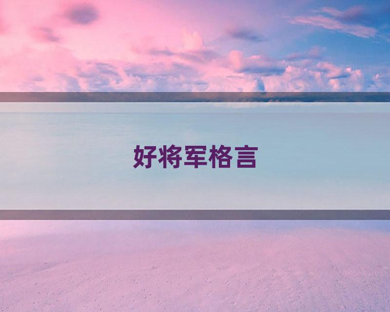好将军格言