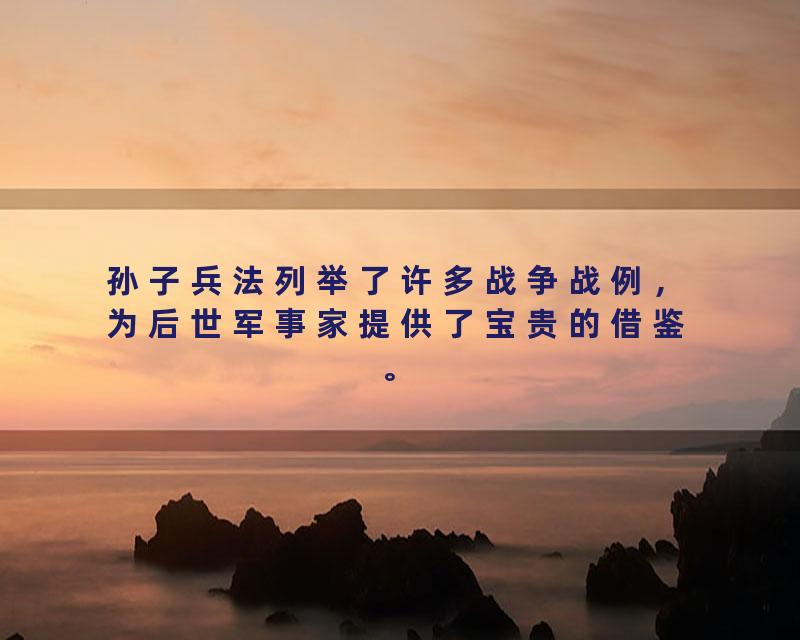 孙子兵法列举了许多战争战例，为后世军事家提供了宝贵的借鉴。