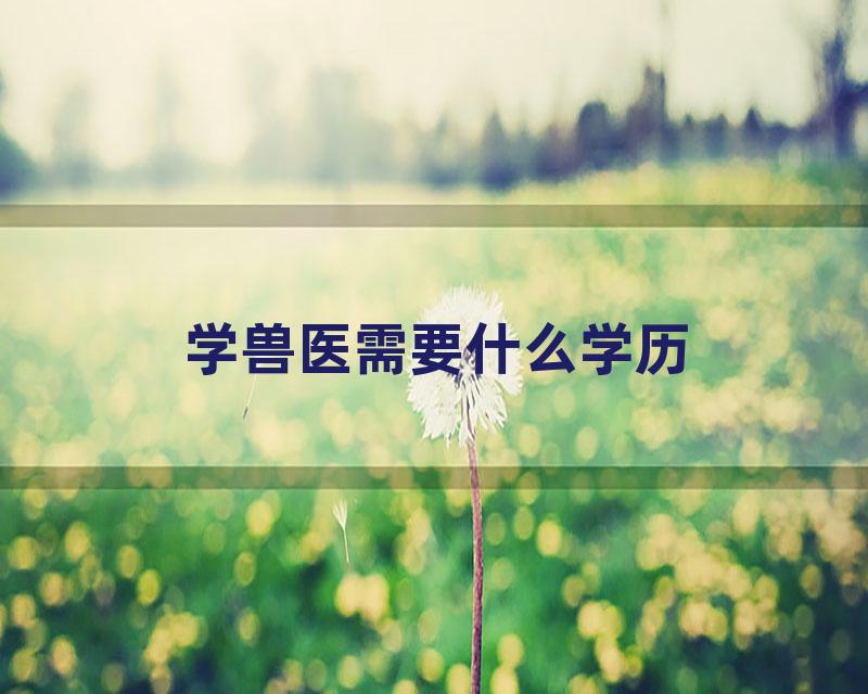 学兽医需要什么学历