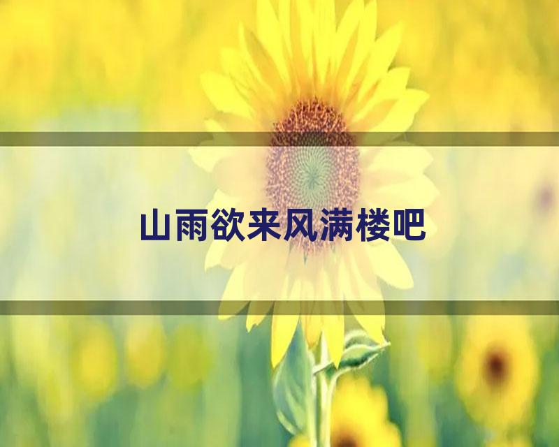 山雨欲来风满楼吧