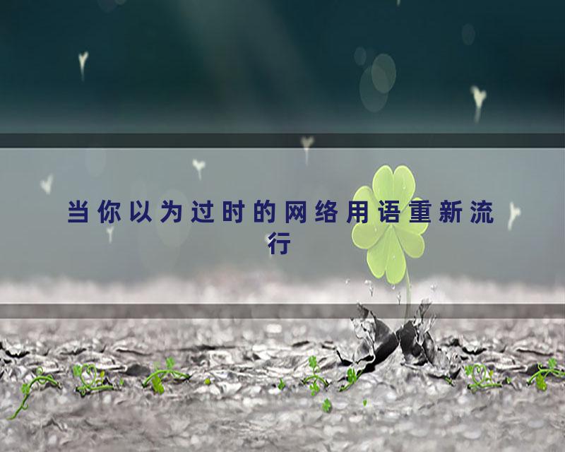 当你以为过时的网络用语重新流行