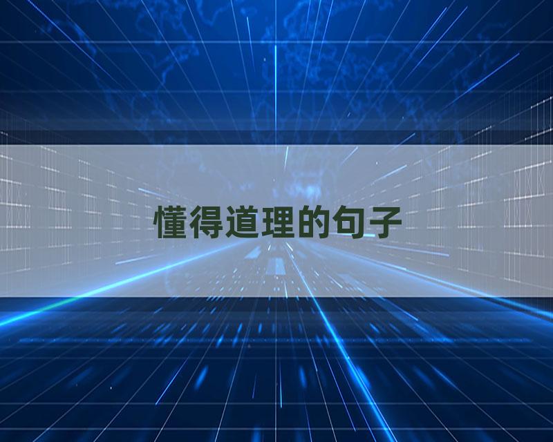 懂得道理的句子