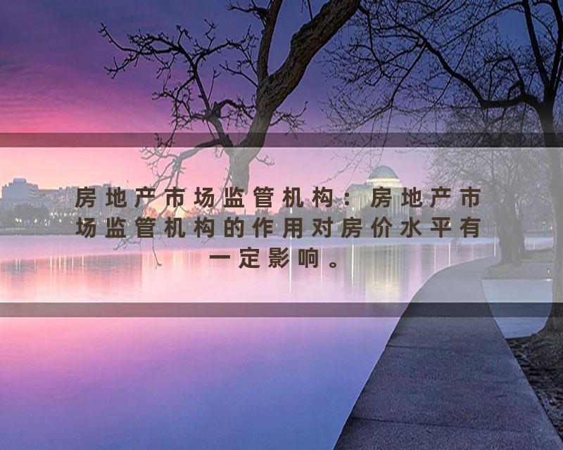 房地产市场监管机构：房地产市场监管机构的作用对房价水平有一定影响。