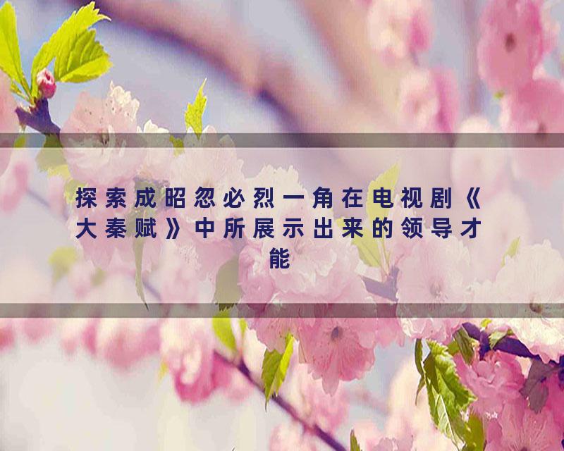 探索成昭忽必烈一角在电视剧《大秦赋》中所展示出来的领导才能