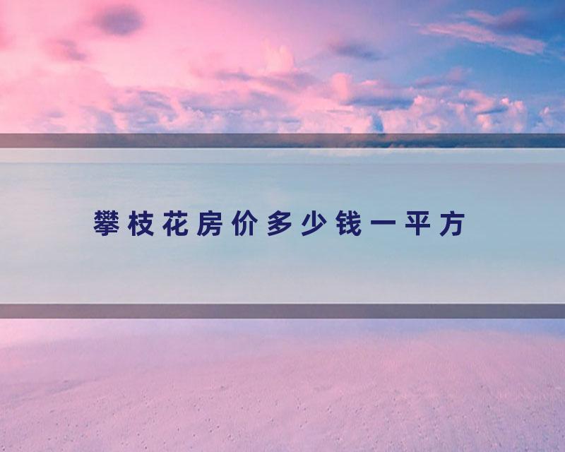 攀枝花房价多少钱一平方