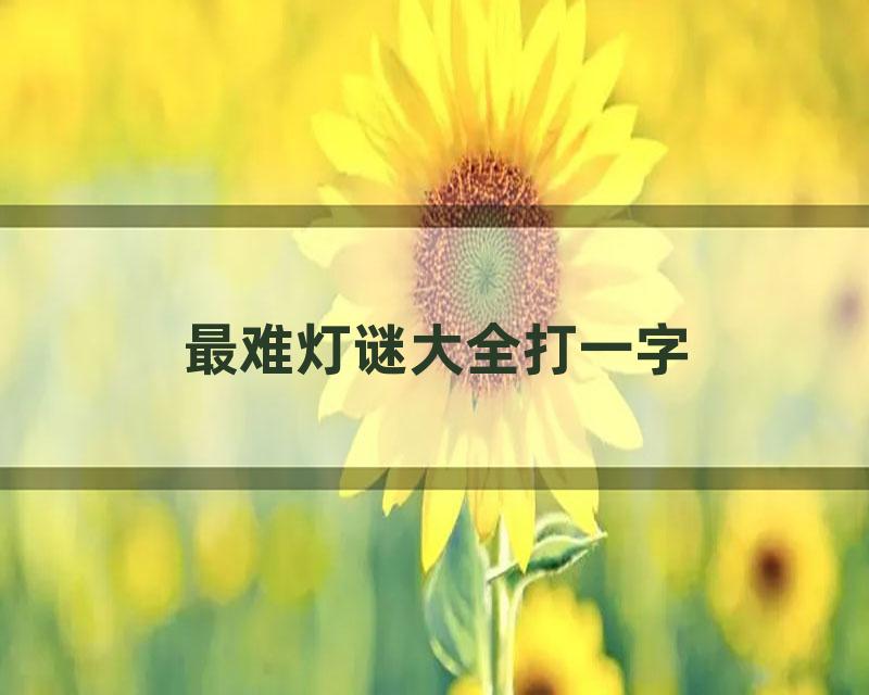 最难灯谜大全打一字