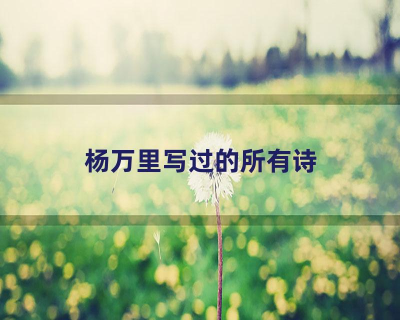 杨万里写过的所有诗