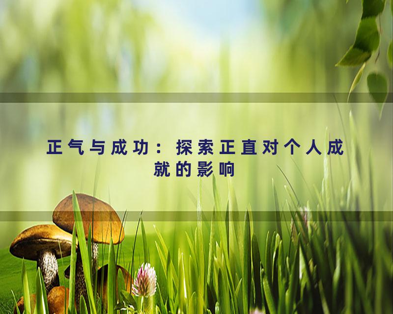 正气与成功：探索正直对个人成就的影响