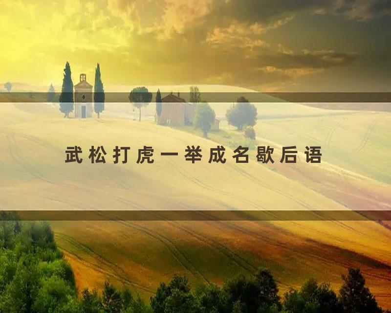 武松打虎一举成名歇后语