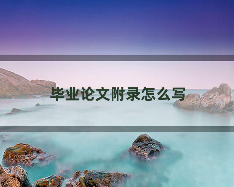 毕业论文附录怎么写