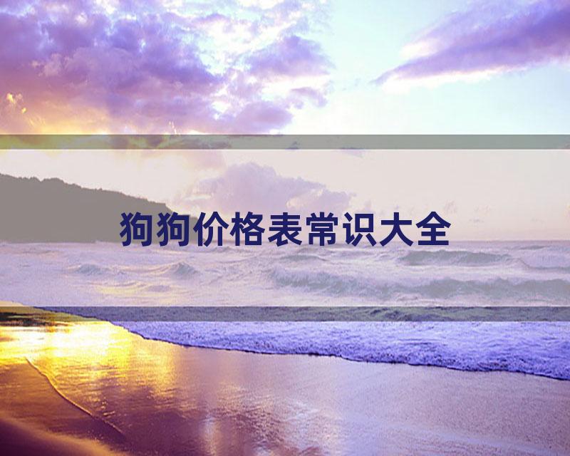 狗狗价格表常识大全