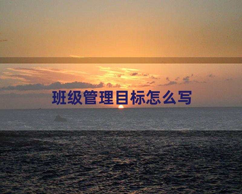 班级管理目标怎么写