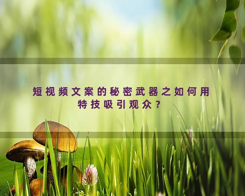 短视频文案的秘密武器之如何用特技吸引观众？