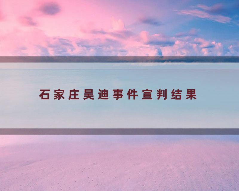 石家庄吴迪事件宣判结果