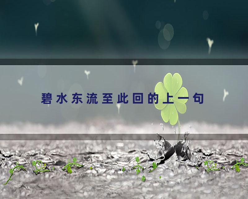 碧水东流至此回的上一句