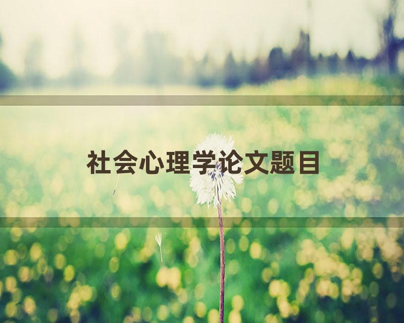 社会心理学论文题目