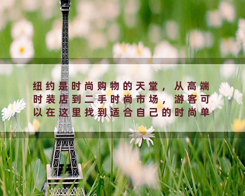 纽约是时尚购物的天堂，从高端时装店到二手时尚市场，游客可以在这里找到适合自己的时尚单品。