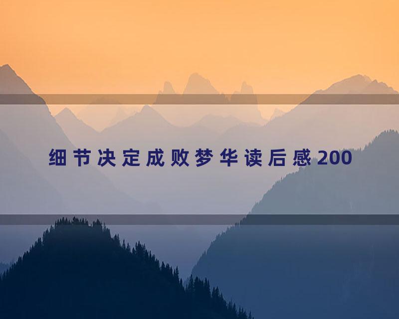 细节决定成败梦华读后感200
