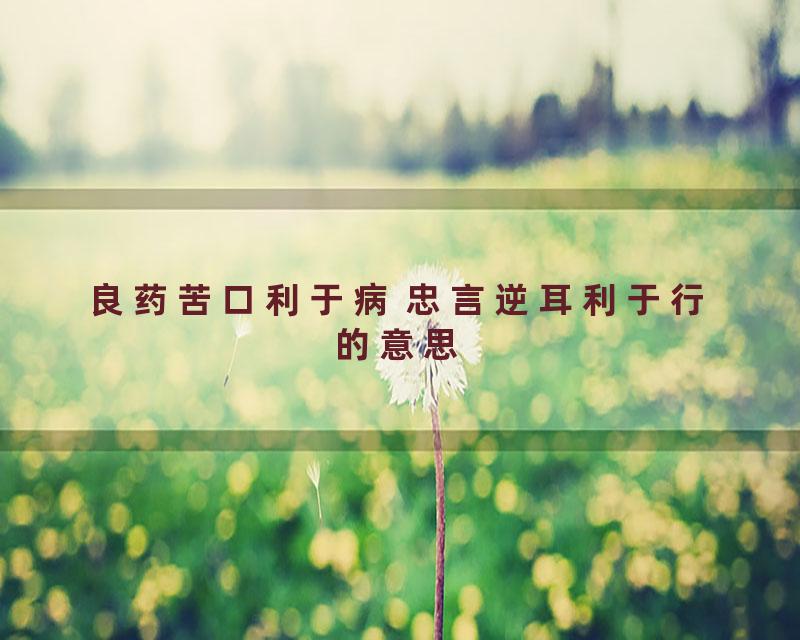 良药苦口利于病 忠言逆耳利于行的意思