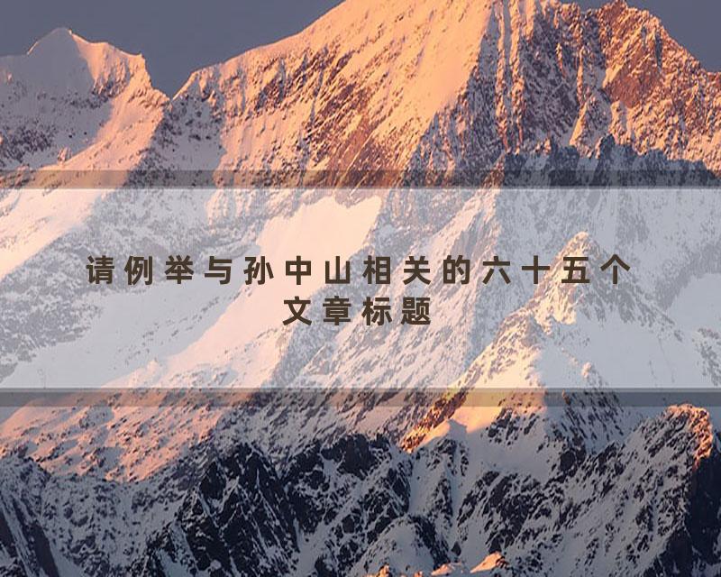 请例举与孙中山相关的六十五个文章标题