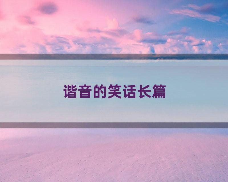 谐音的笑话长篇