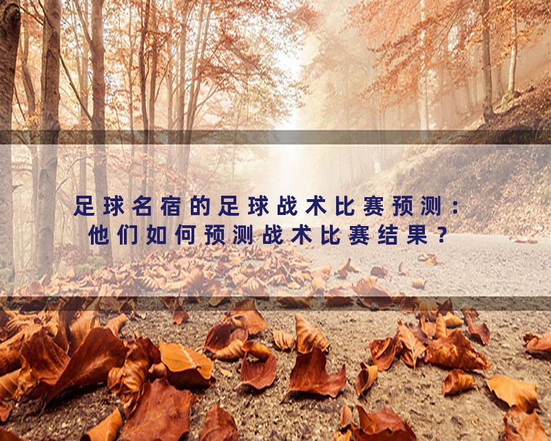 足球名宿的足球战术比赛预测：他们如何预测战术比赛结果？
