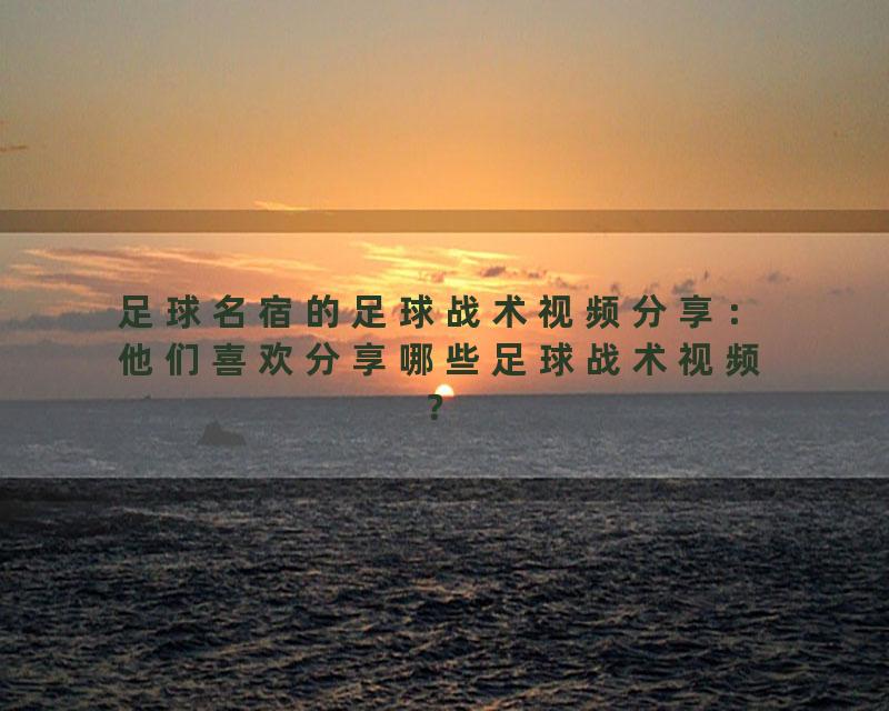 足球名宿的足球战术视频分享：他们喜欢分享哪些足球战术视频？