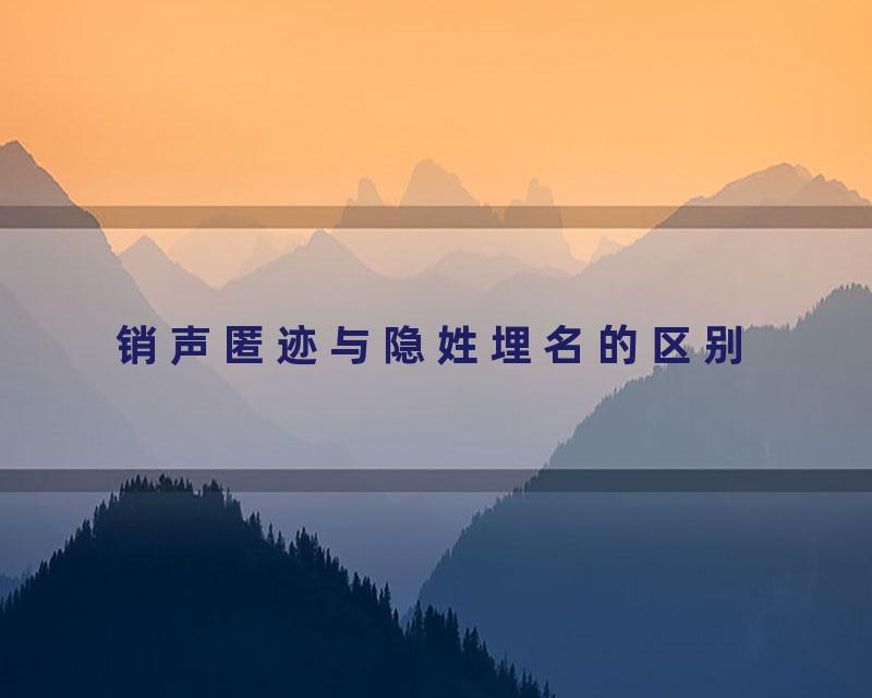 销声匿迹与隐姓埋名的区别