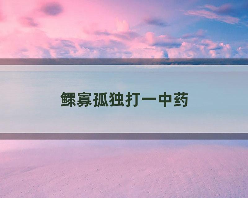 鳏寡孤独打一中药