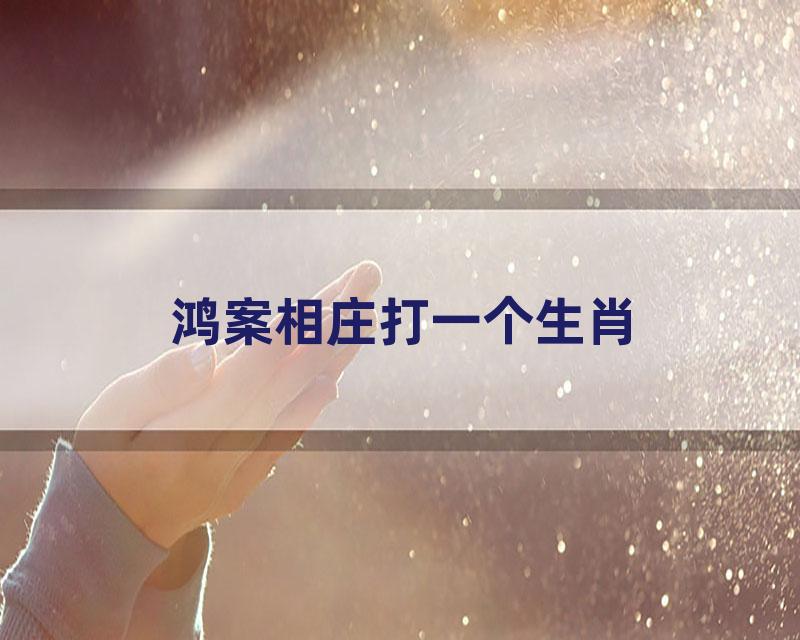 鸿案相庄打一个生肖