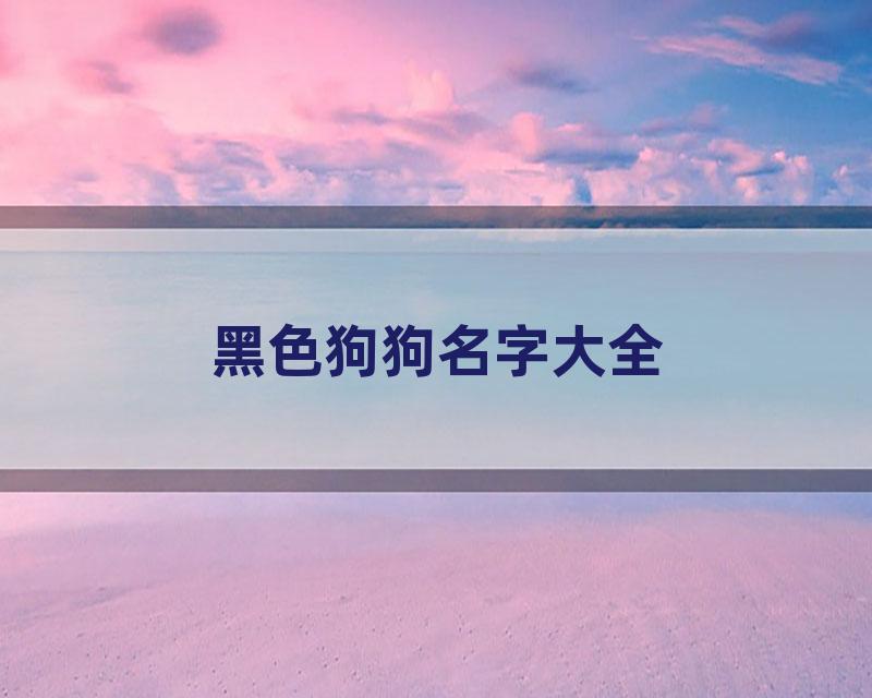 黑色狗狗名字大全