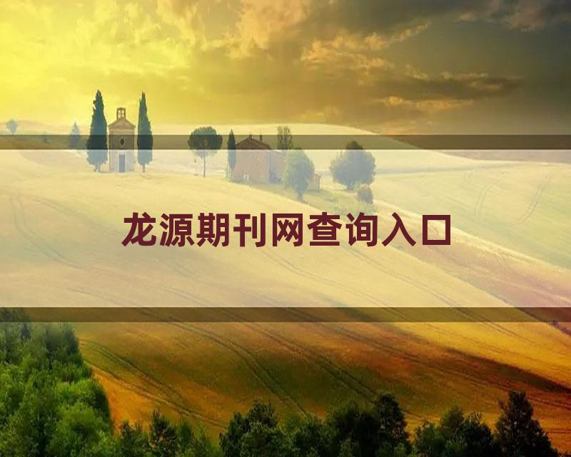 龙源期刊网查询入口