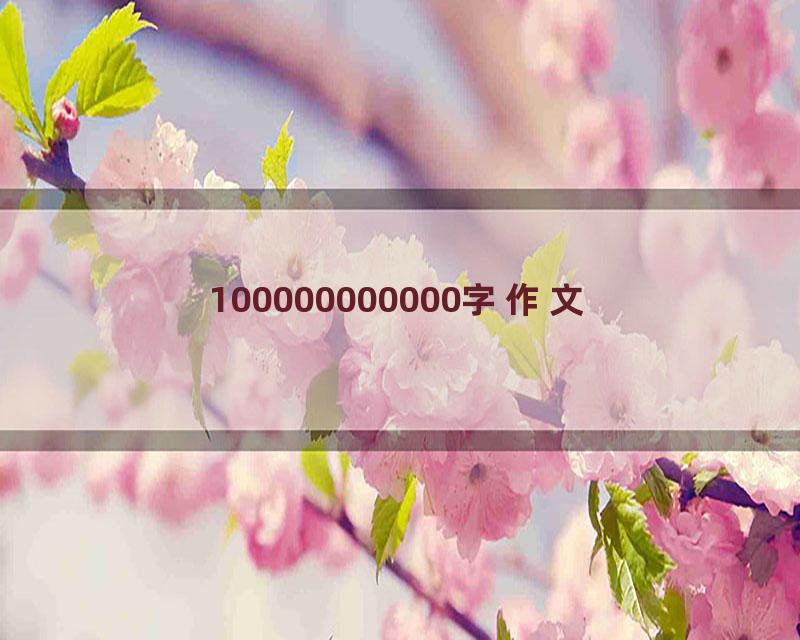 100000000000字作文会是怎样的体验？！